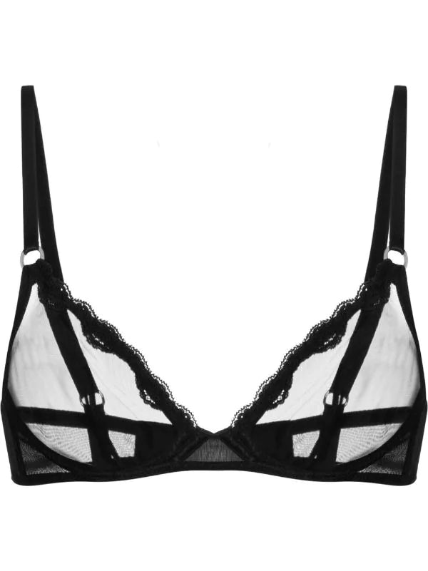 Bra with a plus - size adjustable strap for added comfort FLEUR DU MAL SHEER TULLE DEMI BRA BLACK Bra with a plus - size adjustable strap for added comfort FLEUR DU MAL SHEER TULLE DEMI BRA BLACK