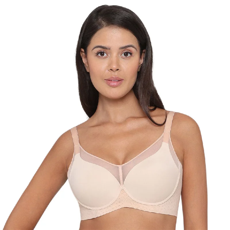 Bra with a shiny finish for a glamorous effect Franca Padded Non-wired Full Cup Everyday Wear Full coverage T-Shirt Bra - Beige Bra with a shiny finish for a glamorous effect Franca Padded Non-wired Full Cup Everyday Wear Full coverage T-Shirt Bra - Beige