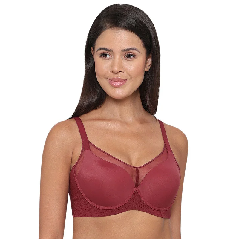 Bra with a cross - back strap design for a trendy look Franca Padded Non-wired Full Cup Everyday Wear Full coverage T-Shirt Bra - Maroon Bra with a cross - back strap design for a trendy look Franca Padded Non-wired Full Cup Everyday Wear Full coverage T-Shirt Bra - Maroon