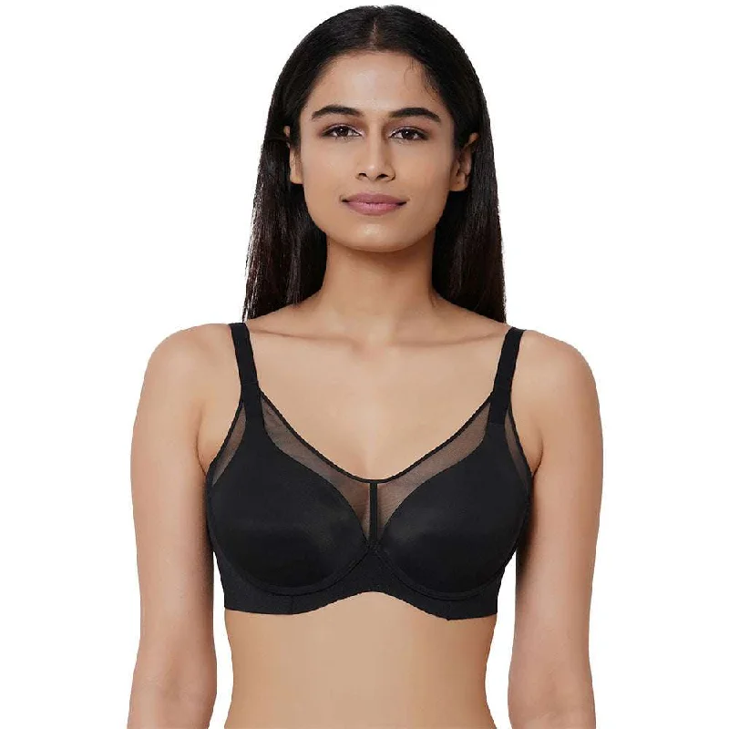Bra with a cross - back strap design for a trendy look Franca Padded Non-wired Full Cup Everyday Wear Full coverage T-Shirt Bra - Black Bra with a cross - back strap design for a trendy look Franca Padded Non-wired Full Cup Everyday Wear Full coverage T-Shirt Bra - Black