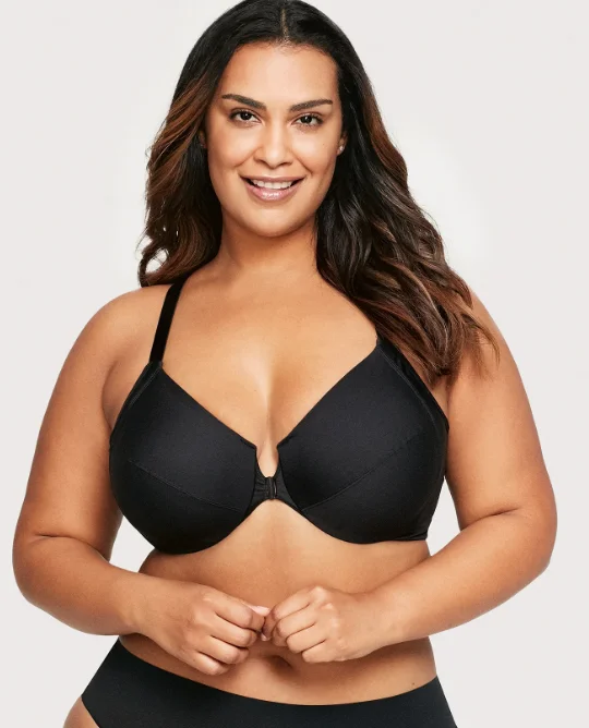 Bra with a memory foam cup for a customized fit​ Front-Closure Smoothing Wonderwire Bra