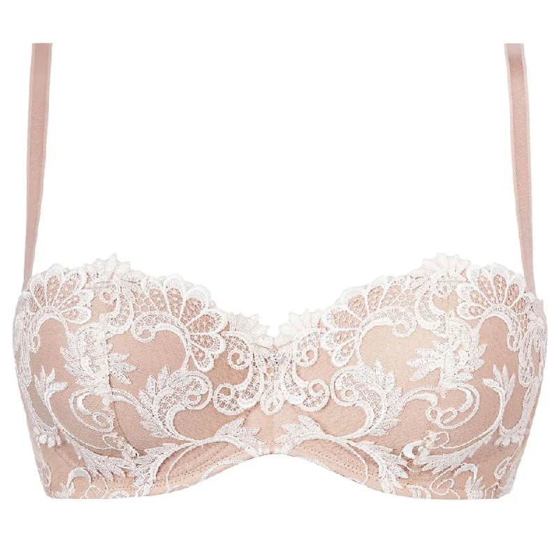 Bra with a seamless cup for a smooth silhouette Lise Charmel 'Dressing Floral' Beige Strapless Bra Bra with a seamless cup for a smooth silhouette Lise Charmel 'Dressing Floral' Beige Strapless Bra