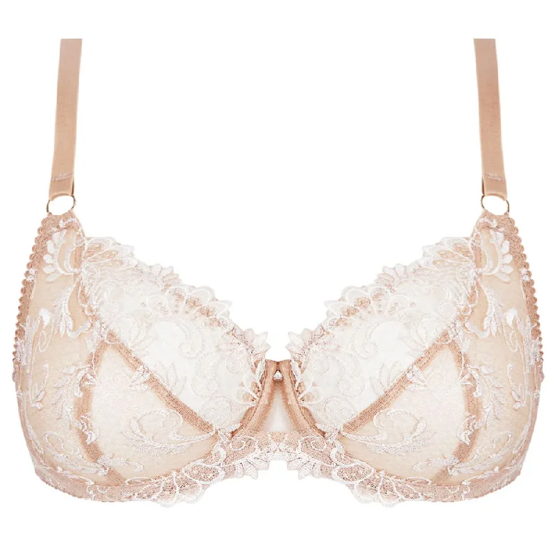 Sports bras for high - impact activities and workouts​ Lise Charmel 'Dressing Floral' Beige 3/4 Cup Balconette Bra
