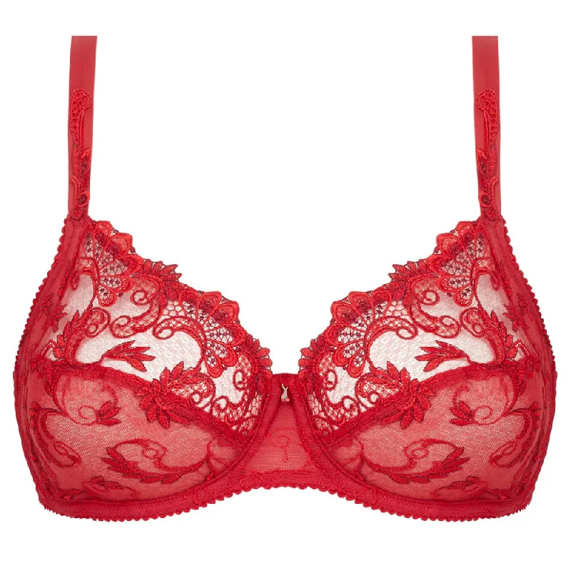 Bra with a soft - touch lining for a luxurious experience Lise Charmel 'Dressing Floral' Red 3-Part Full Cup Bra Bra with a soft - touch lining for a luxurious experience Lise Charmel 'Dressing Floral' Red 3-Part Full Cup Bra