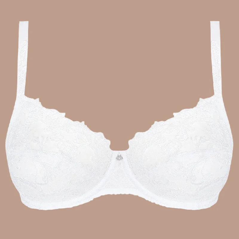 Bra with a plus - size wireless option for comfort Lise Charmel 'Dressing Floral' White 3-Part Full Cup Bra Bra with a plus - size wireless option for comfort Lise Charmel 'Dressing Floral' White 3-Part Full Cup Bra