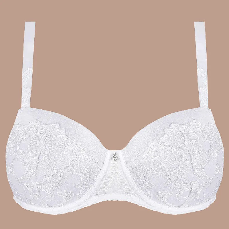 Bra with a seamless memory foam cup for a smooth silhouette Lise Charmel 'Dressing Floral' White Padded Contour Bra Bra with a seamless memory foam cup for a smooth silhouette Lise Charmel 'Dressing Floral' White Padded Contour Bra