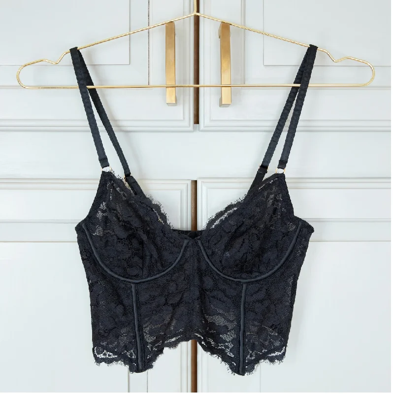 Polyester bras with moisture - wicking properties Magnolia Longline Underwire Bra Black Polyester bras with moisture - wicking properties Magnolia Longline Underwire Bra Black