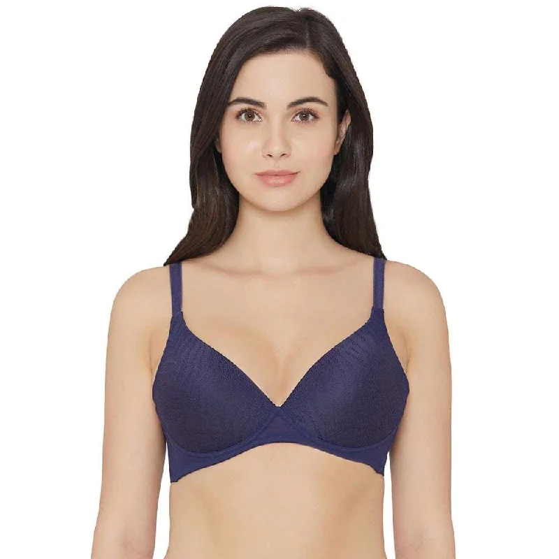 Bra with a reversible design for double the style options Mysa Padded Non-Wired 3/4th Cup Everyday Wear Medium coverage T-Shirt Bra - Navy Blue Bra with a reversible design for double the style options Mysa Padded Non-Wired 3/4th Cup Everyday Wear Medium coverage T-Shirt Bra - Navy Blue