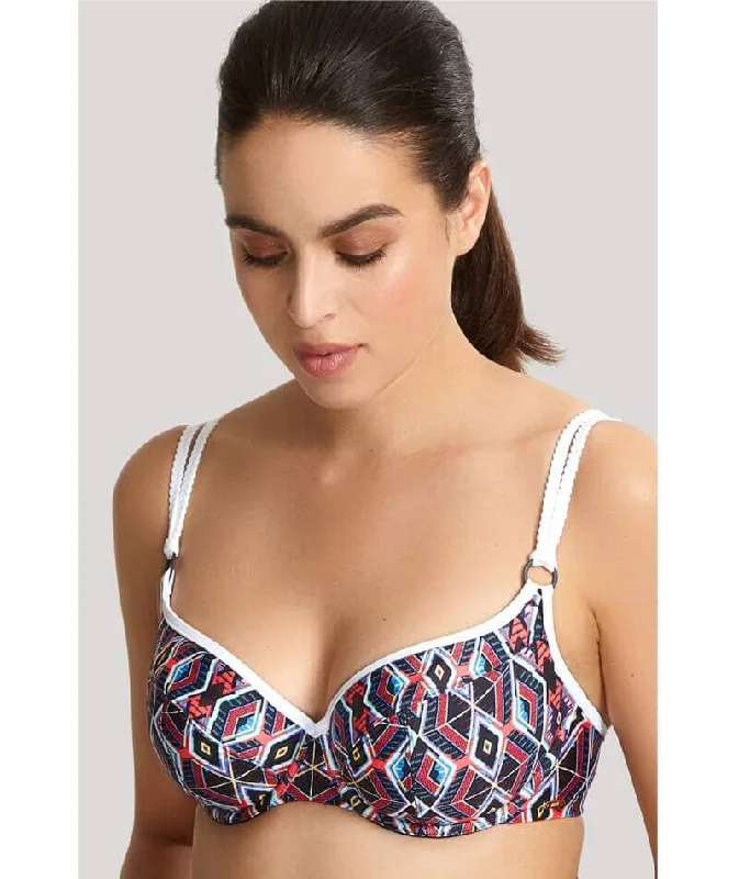 Bra with a foam - lined cup for a more structured shape Panache Swimwear Elle Balconnet Underwire Bikini - Tribal Print Bra with a foam - lined cup for a more structured shape Panache Swimwear Elle Balconnet Underwire Bikini - Tribal Print