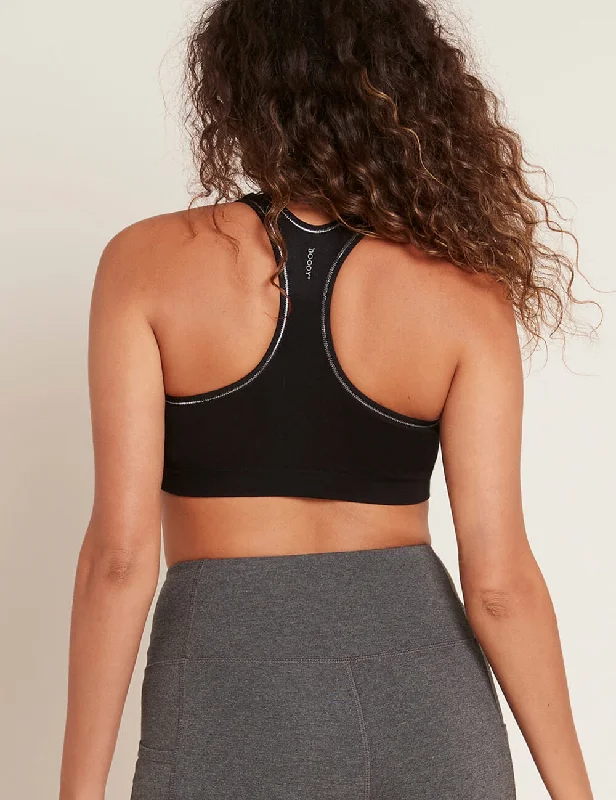 Silk bras for a luxurious and smooth texture Racerback Sports Bra - Black/Silver Stitch Silk bras for a luxurious and smooth texture Racerback Sports Bra - Black/Silver Stitch
