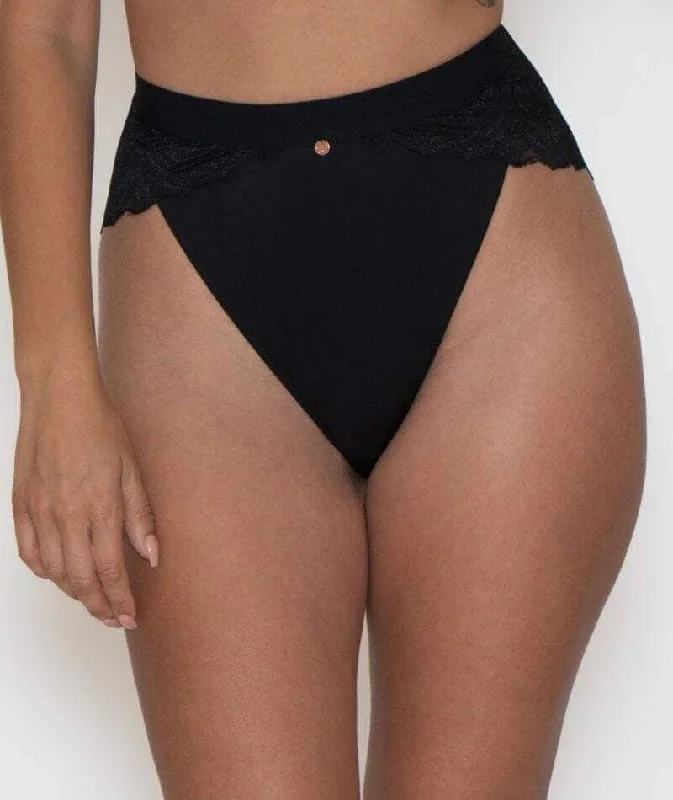 Bra with a matte finish for a more subdued appearance Scantilly Indulgence High Waist Brief - Black/Latte Bra with a matte finish for a more subdued appearance Scantilly Indulgence High Waist Brief - Black/Latte