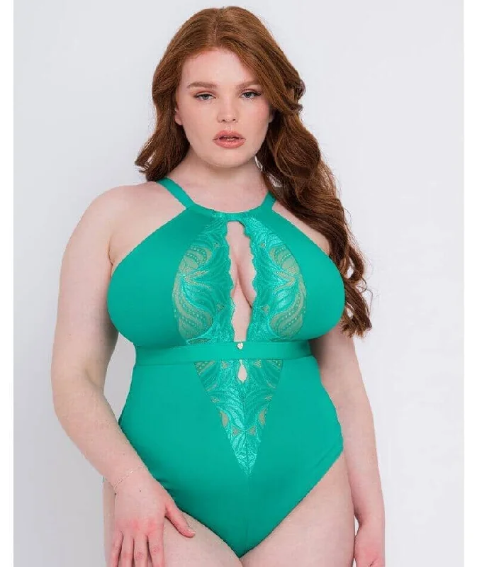 Bra with a push - up insert for extra cleavage on demand Scantilly Indulgence Stretch Lace Bodysuit - Jade Green Bra with a push - up insert for extra cleavage on demand Scantilly Indulgence Stretch Lace Bodysuit - Jade Green
