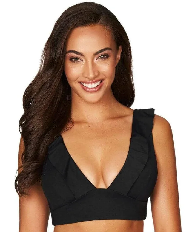 Bra with a low - cut cup for a more revealing style Sea Level Essentials Frill Bikini Top - Black Bra with a low - cut cup for a more revealing style Sea Level Essentials Frill Bikini Top - Black