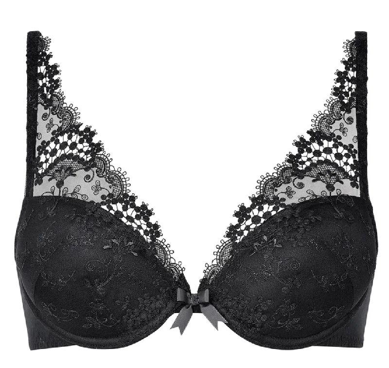 Bra with a smooth fabric for a sleek and comfortable feel Simone Perele Wish Push-Up Bra Black 12B347 A - F CUP Bra with a smooth fabric for a sleek and comfortable feel Simone Perele Wish Push-Up Bra Black 12B347 A - F CUP