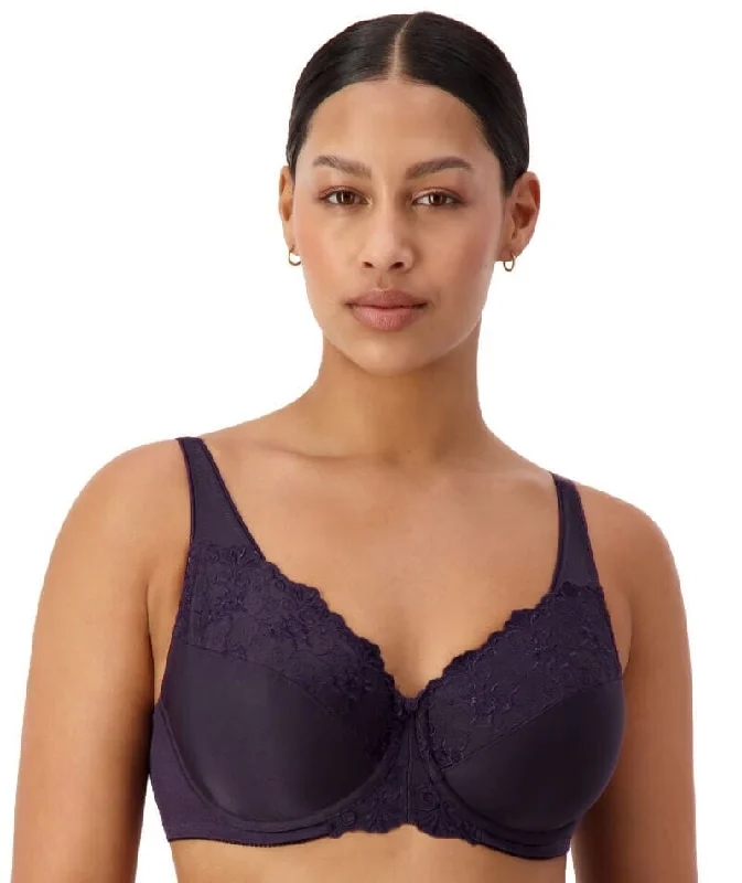 Bra with a plus - size underbust band for a secure fit Triumph Embroidered Minimizer Bra - Blueberry Bra with a plus - size underbust band for a secure fit Triumph Embroidered Minimizer Bra - Blueberry