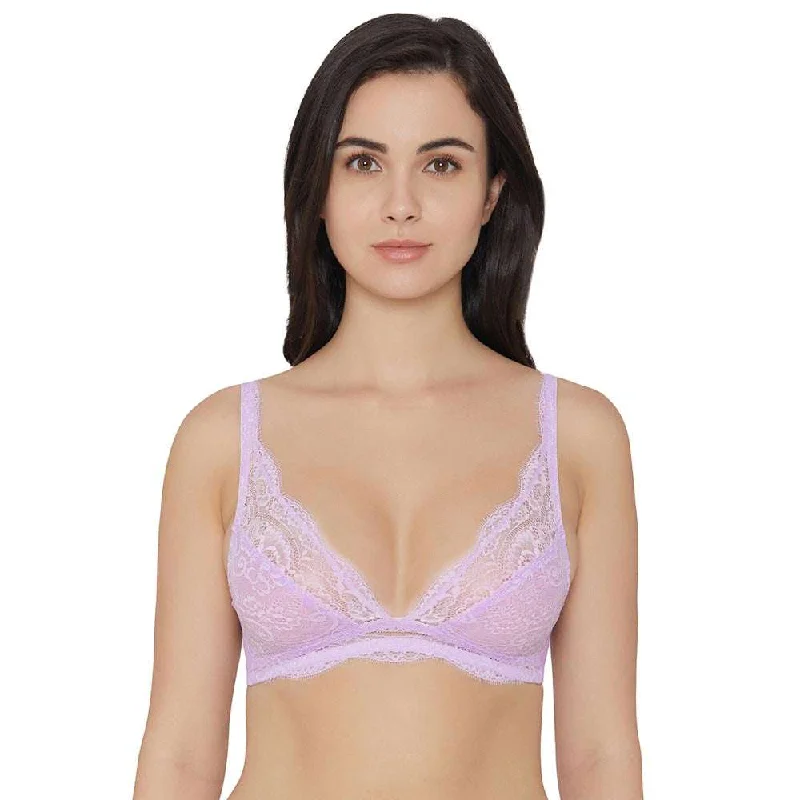 Silk bras for a luxurious and smooth texture Essential Lace Non Padded Non Wired 3/4th cup Bridal Wear Lace Bralette - Lavender Silk bras for a luxurious and smooth texture Essential Lace Non Padded Non Wired 3/4th cup Bridal Wear Lace Bralette - Lavender