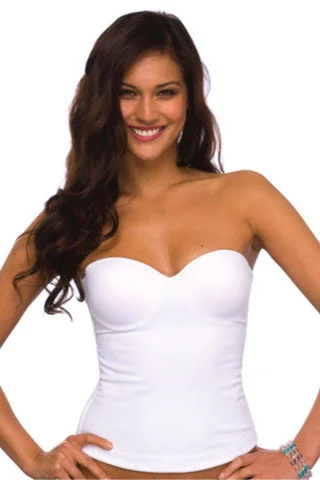 Lace bras for a feminine and elegant touch​ Second Skin Long-line Bustier in White