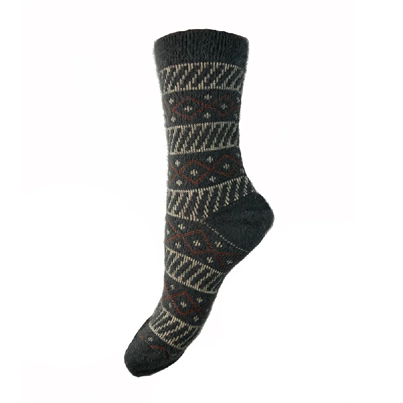 Women's arch - support socks for better comfortBlack diamond patterned Wool Blend Socks Women's arch - support socks for better comfortBlack diamond patterned Wool Blend Socks
