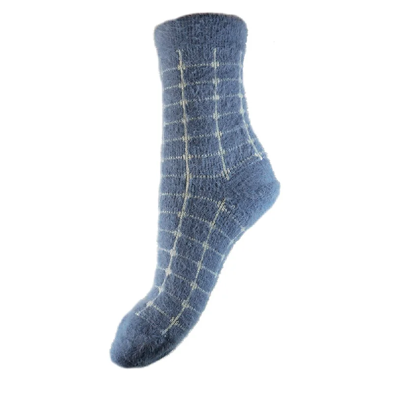 Women's compression socks for improved circulationBlue Fluffy Criss Cross wool blend socks Women's compression socks for improved circulationBlue Fluffy Criss Cross wool blend socks