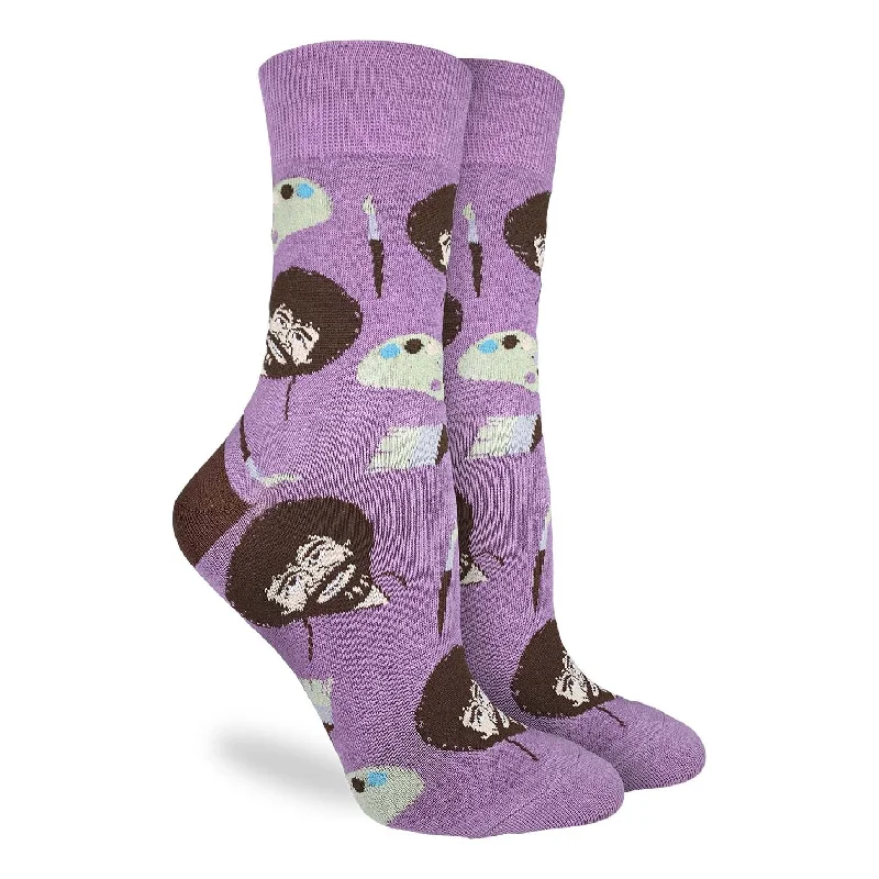 Women's hypoallergenic socks for sensitive skin"Bob Ross Paint Board" Cotton Crew Socks by Good Luck Sock - Medium Women's hypoallergenic socks for sensitive skin"Bob Ross Paint Board" Cotton Crew Socks by Good Luck Sock - Medium