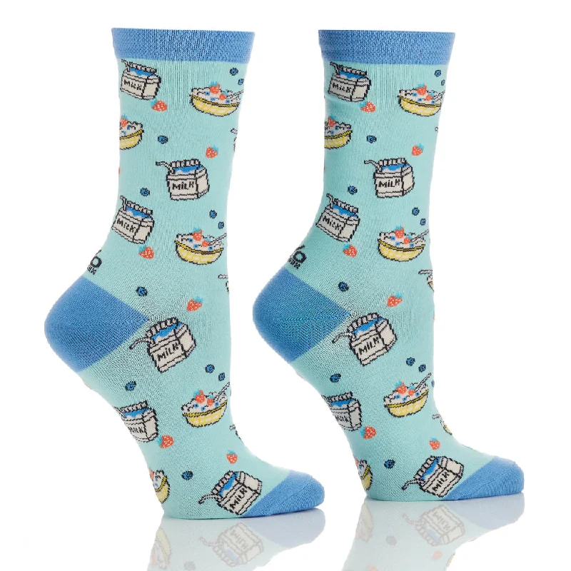 YO Sox "Breakfast" Cotton Dress Crew Socks -Medium