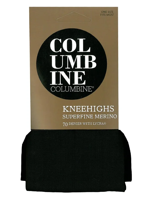 Women's ribbed knee - high socks for a classic lookColumbine 2425 Plain Knit Superfine Merino Wool 70 Knee Highs Black Women's ribbed knee - high socks for a classic lookColumbine 2425 Plain Knit Superfine Merino Wool 70 Knee Highs Black