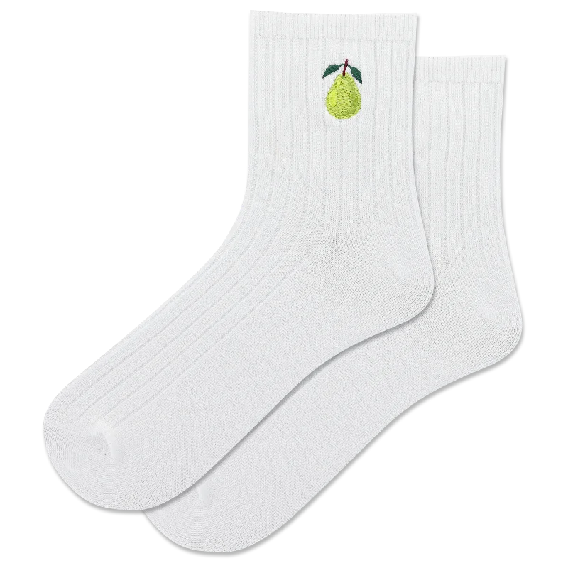 "Embroidered Pear" Ankle Socks by Hot Sox - Medium