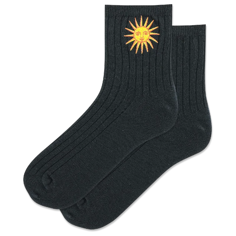 "Embroidered Sun" Ankle Socks by Hot Sox - Medium