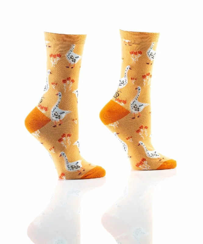 "Geese" Cotton Dress Crew Socks by YO Sox - Medium