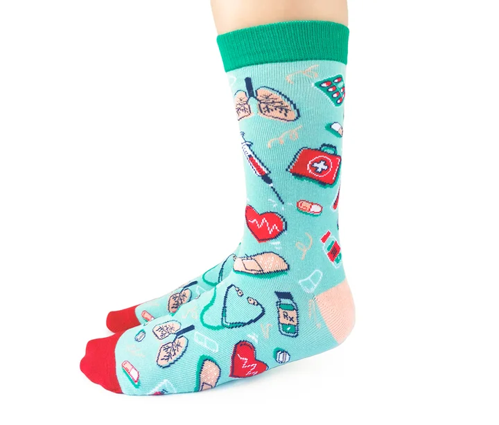 "Health Care" Cotton Crew Socks by Uptown Sox