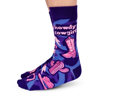 Women's wool - rich socks for winter warmth"Howdy Cowgirl" Cotton Crew Socks by Uptown Sox - Medium Women's wool - rich socks for winter warmth"Howdy Cowgirl" Cotton Crew Socks by Uptown Sox - Medium