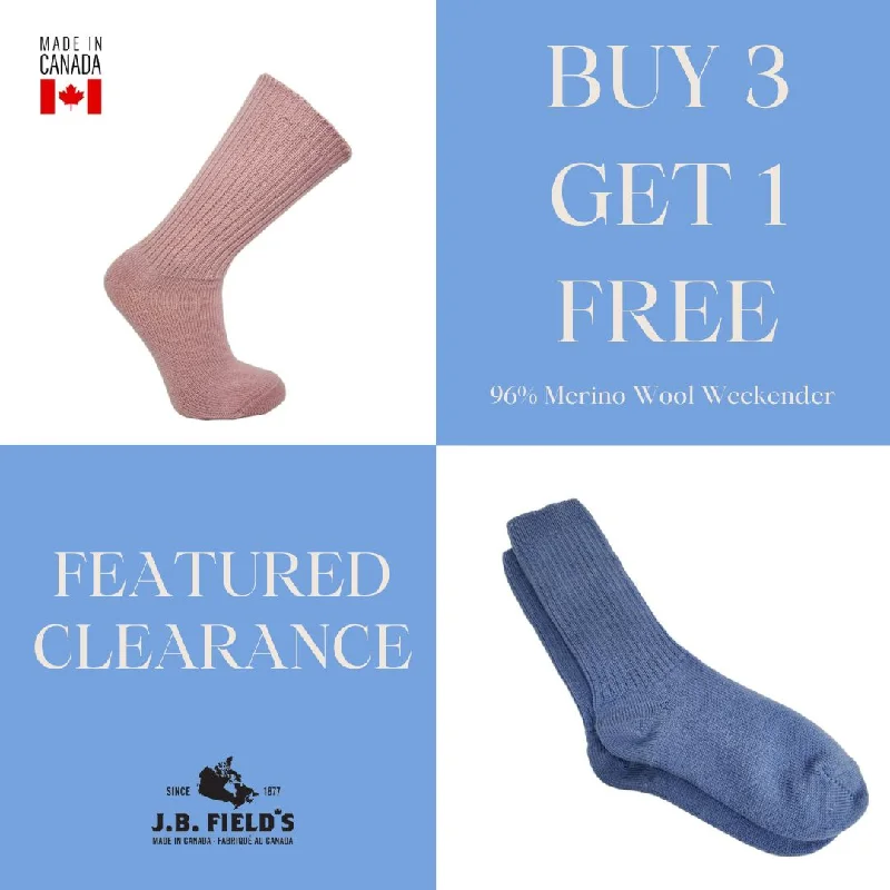 Women's adjustable - fit socks for a customized feelJ.B. Field's Women's "Wool Weekender" Pastel 96% Merino Wool Socks (CLEARANCE) Women's adjustable - fit socks for a customized feelJ.B. Field's Women's "Wool Weekender" Pastel 96% Merino Wool Socks (CLEARANCE)