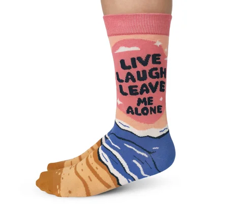 Women's thermal socks for cold weather"Live, Laugh, Leave" Crew Socks by Uptown Sox - Medium Women's thermal socks for cold weather"Live, Laugh, Leave" Crew Socks by Uptown Sox - Medium