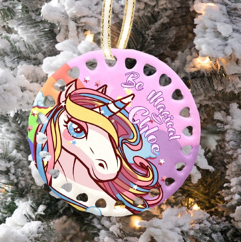 Personalized Unicorn Christmas Ornament Be Magical Christmas Girl Gift Idea Christmas Tree Decor Unicorns for Girls Pink Sweet Customized