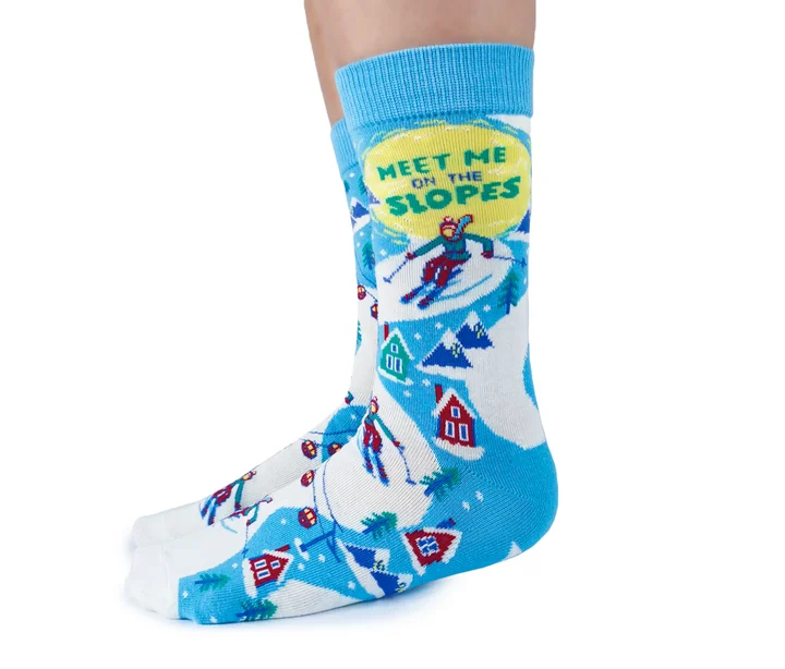 Women's anti - odor socks for long - day freshness"Ski The Slopes" Cotton Crew Socks by Uptown Sox - Medium Women's anti - odor socks for long - day freshness"Ski The Slopes" Cotton Crew Socks by Uptown Sox - Medium