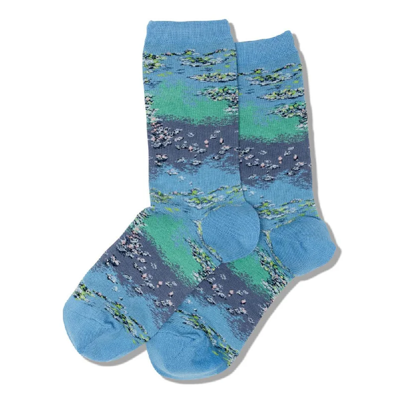 Women's cashmere - blend socks for extra softness"Water Lilies" Cotton Dress Crew Socks by Hot Sox - Medium Women's cashmere - blend socks for extra softness"Water Lilies" Cotton Dress Crew Socks by Hot Sox - Medium