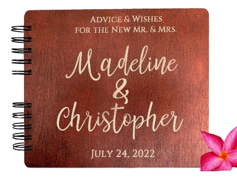 Wedding Happily Ever After Wood Personalized Album Guest Book Guest Sign In Custom Hardcover Guestbook for Future Mr Mrs