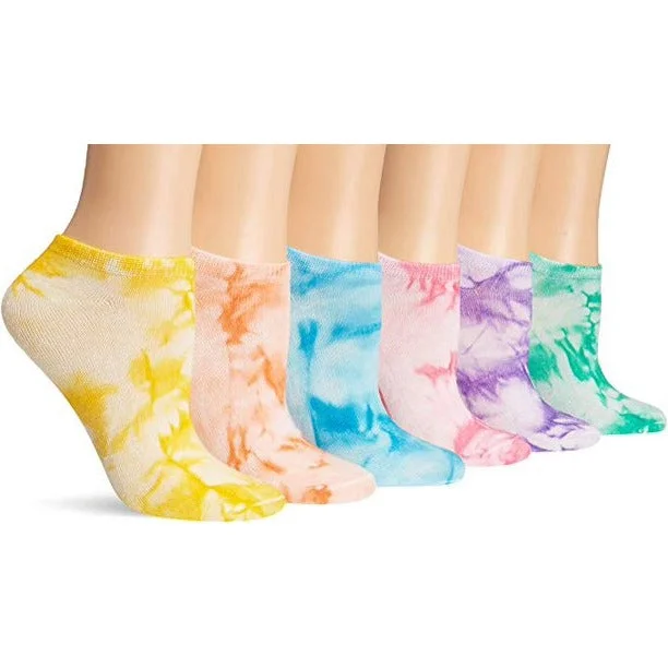 "Tie Dye" Ankle Socks by K Bell (6pk)-Medium