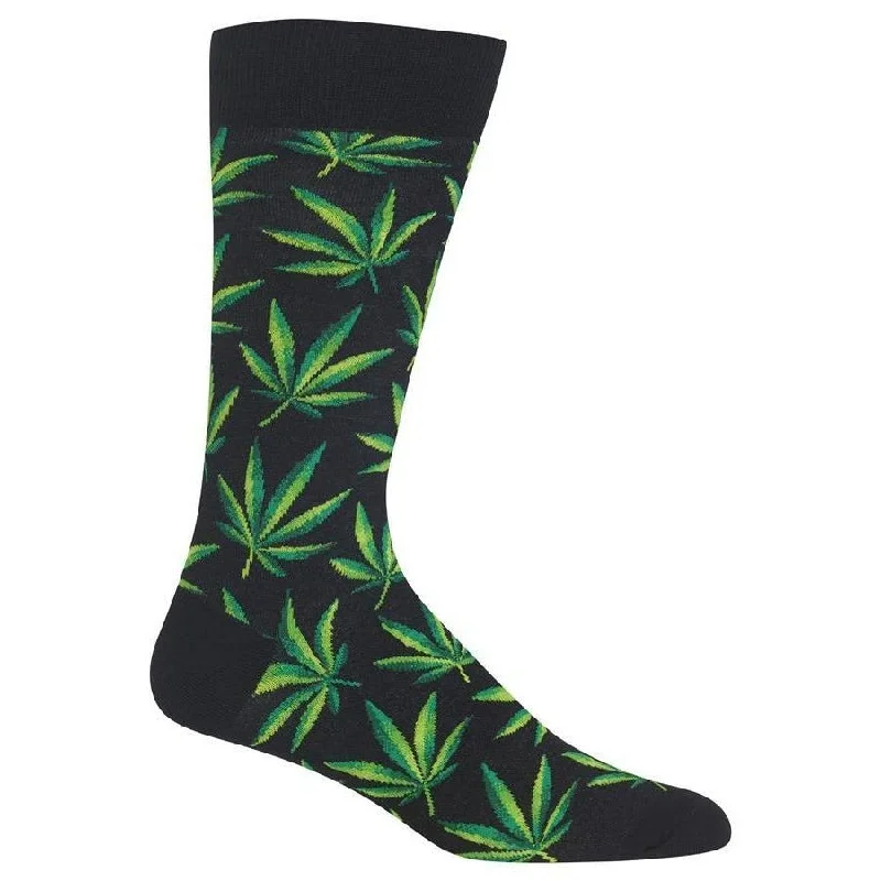 "Weed" Cotton Dress Crew Socks by Hot Sox