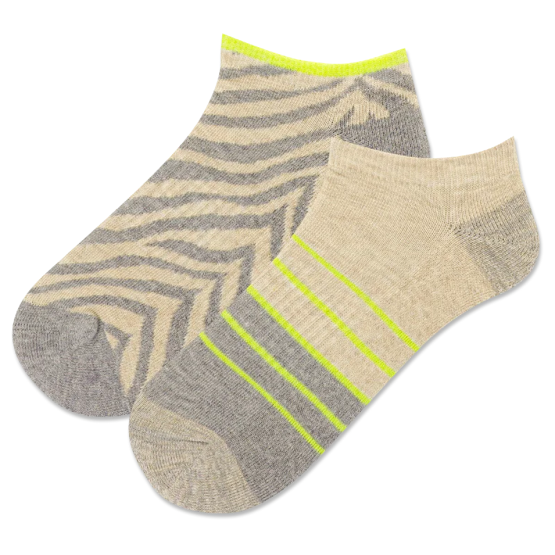 Women's non - slip socks for safety"Zebra Stripe" Polyester Ankle Socks by Hot Sox - 2 Pack - Medium Women's non - slip socks for safety"Zebra Stripe" Polyester Ankle Socks by Hot Sox - 2 Pack - Medium