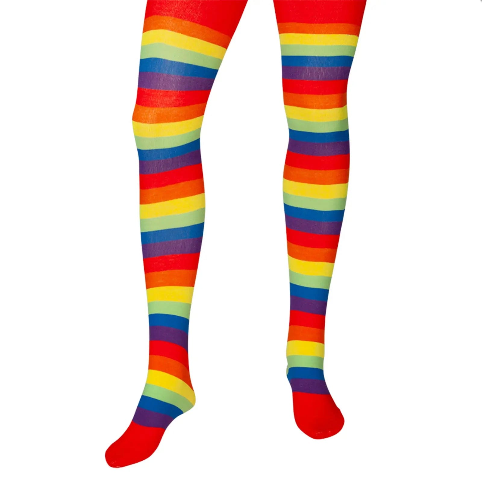 Adults Rainbow Tights Striped Colour Circus Clown Fancy Dress