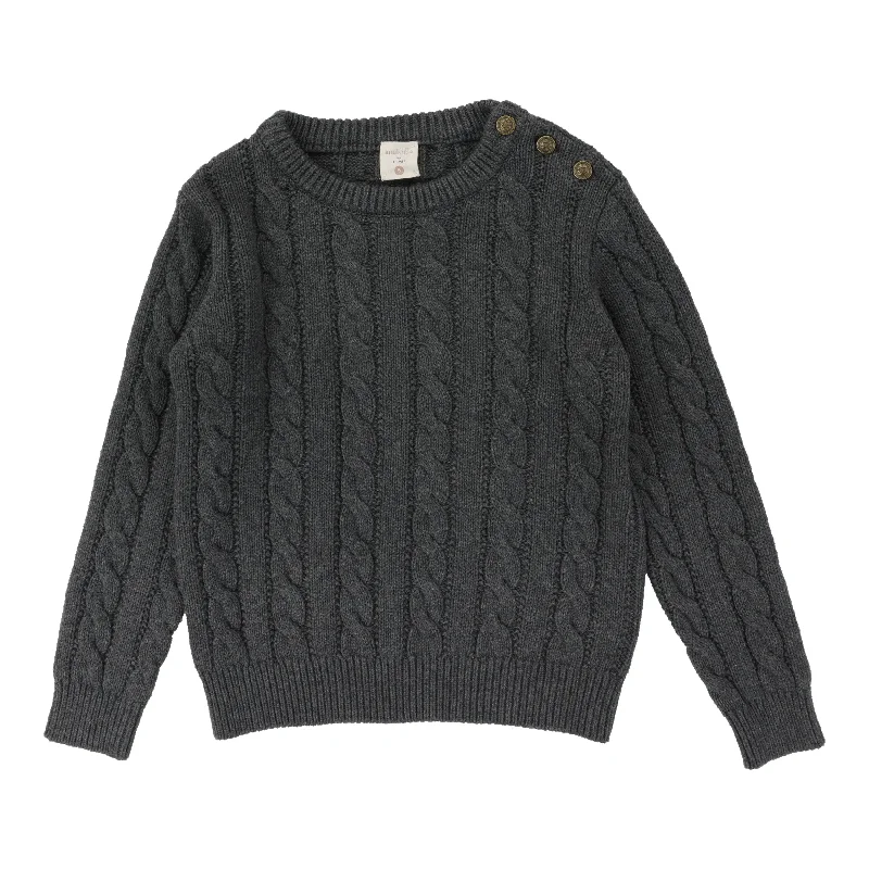 Analogie Cable Crewneck Long Sleeve Sweater - Gray