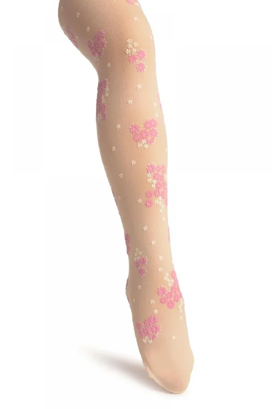 seamless women tights for a smooth look under clothesCream With Rubberized Pink & White Daisies - Girls Tights seamless women tights for a smooth look under clothesCream With Rubberized Pink & White Daisies - Girls Tights