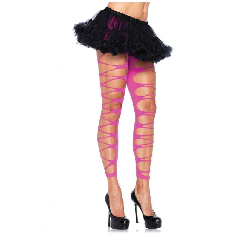pastel - colored women tights for a soft aestheticFootless Contrast Shredded Tights Neon Pink pastel - colored women tights for a soft aestheticFootless Contrast Shredded Tights Neon Pink
