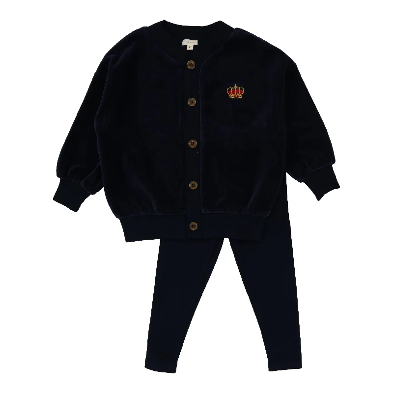 Lil Legs Boys Velour Shabbos Long Sleeve Lounge Set Pajamas - Black