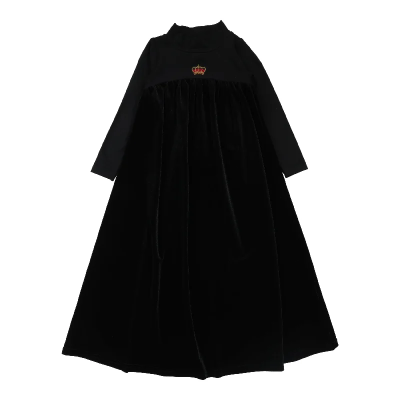 women tights with a moisture - wicking fabric for active wearLil Legs Velour High Waisted Maxi Long Sleeve Dress - Black Crown women tights with a moisture - wicking fabric for active wearLil Legs Velour High Waisted Maxi Long Sleeve Dress - Black Crown