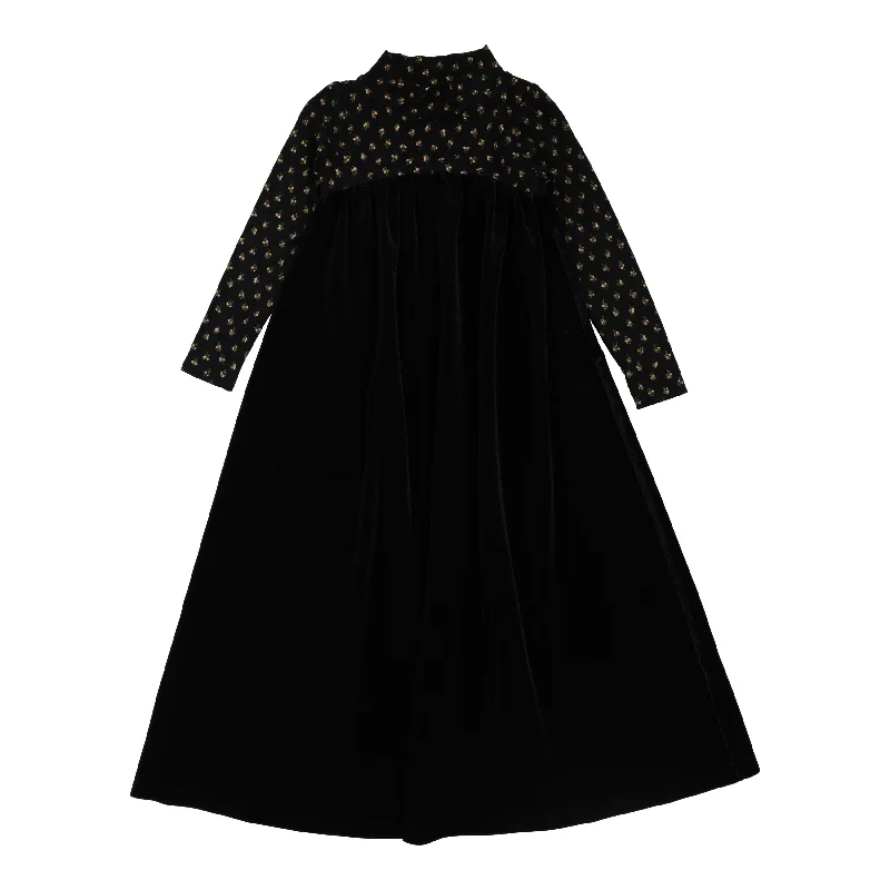 metallic - finish women tights for a glamorous lookLil Legs Velour High Waisted Maxi Long Sleeve Dress - Black Floral metallic - finish women tights for a glamorous lookLil Legs Velour High Waisted Maxi Long Sleeve Dress - Black Floral
