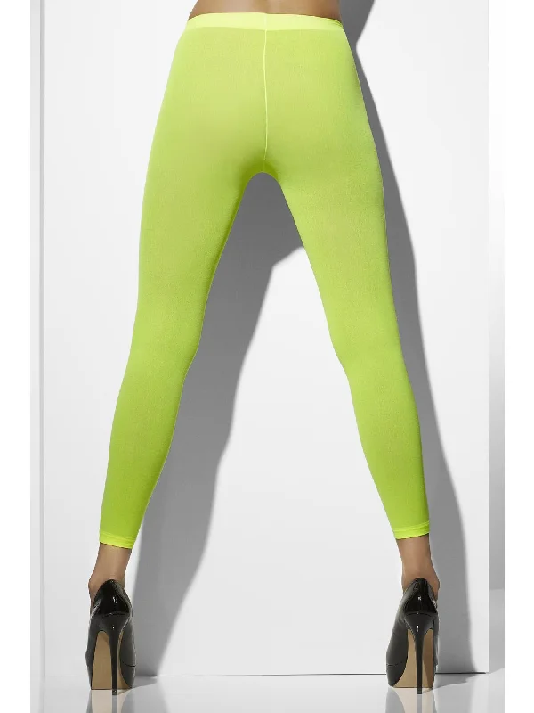 Opaque Footless Tights, Neon Green