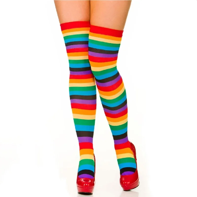 Rainbow Thigh Highs Stockings Clown Circus Fancy Dress